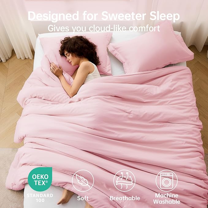 MUXHOMO Pink Twin/Twin XL Comforter Set, All Season Ultra Soft Down Alternative - Image 2