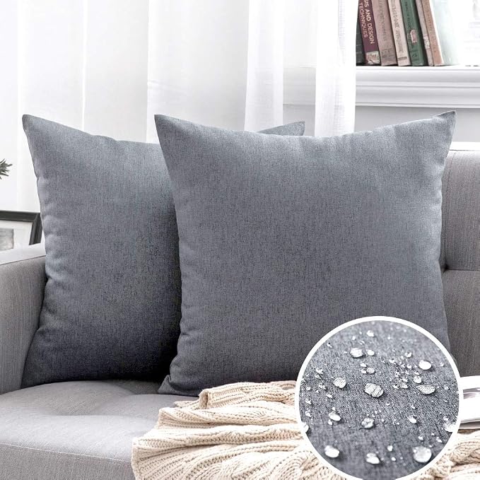 MIULEE Pack of 2 Decorative Outdoor Solid Waterproof Throw Pillow Covers Euro - Image 7