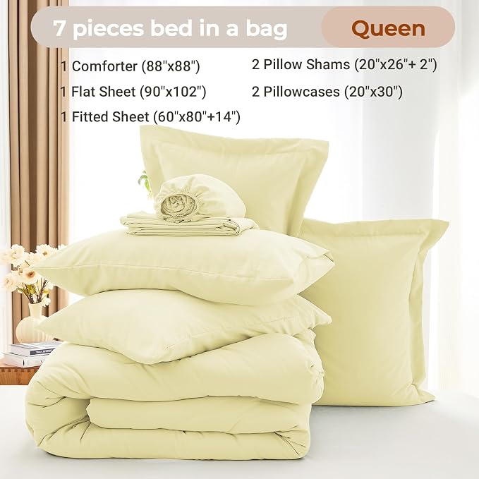 MUXHOMO 7 Pieces Queen Comforter Set, Soft Bed in a Bag Queen Size, All Season - Image 4