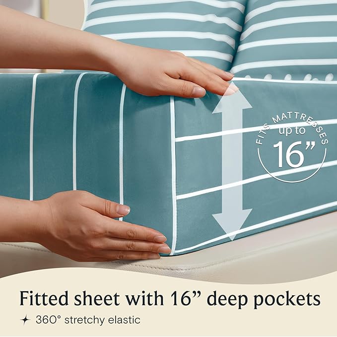 LuxClub 4 PC King Size Sheet Set, Breathable Luxury Bed Sheets, Deep Pockets - Image 5