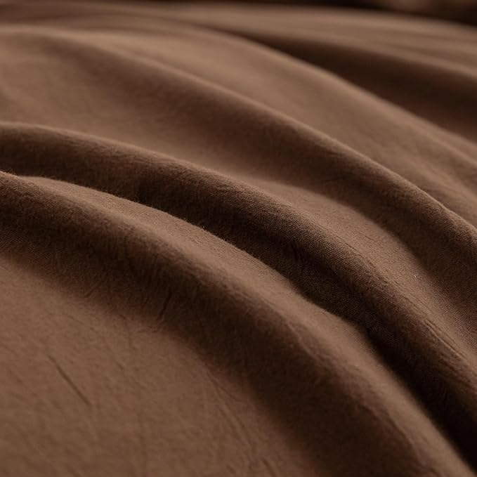 BESTOUCH Duvet Cover Set 100% Washed Cotton Linen Feel Super Soft Comfortable - Image 6