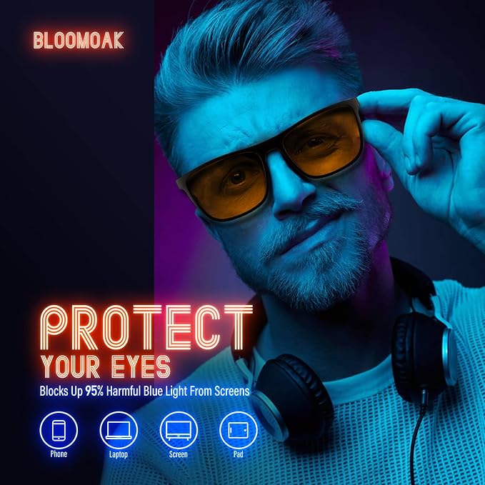 Bloomoak 100% Red Lens Blue Green Light Blocking Glasses- Dual AR Coatings - Image 2