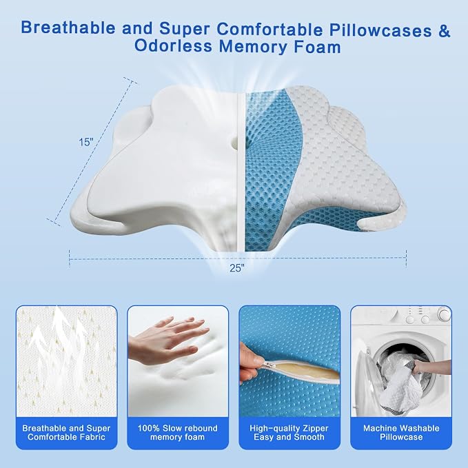 Pain Relief Cervical Pillow for Neck Support, Adjustable Ergonomic Pillow Cozy - Image 6