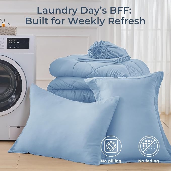 HEVUMYI Light Blue Twin Comforter Set - Image 7