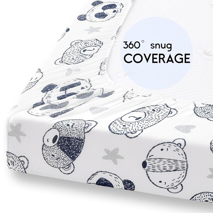Yoofoss Pack and Play Sheets Fitted, Mini Crib Sheets 2-Pack - Image 6