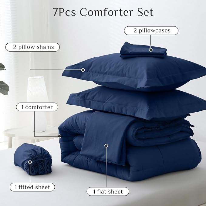 JOLLYVOGUE Queen Comforter Set, Ultra-Soft Bed in a Bag Queen Size 7 Pieces - Image 5