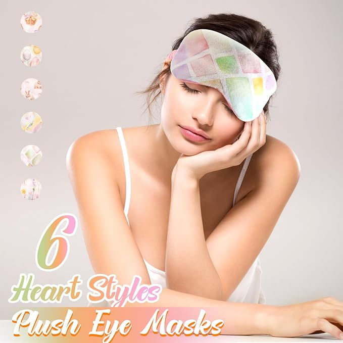 Cuffbow 6 Pack Plush Sleep Mask Set, Cute Plush Eye Masks - Image 4