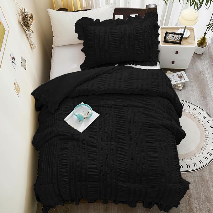 WONGS BEDDING Comforter Full Size, Soft Seersucker Textured Bedding Set Full - Image 6