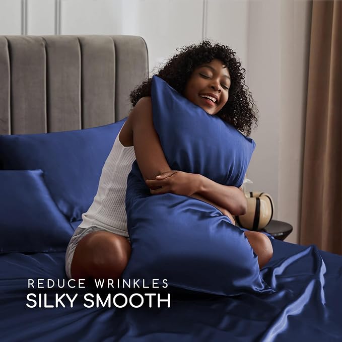 MR&HM Satin Bed Sheets, Twin Size Sheets Set - Image 3