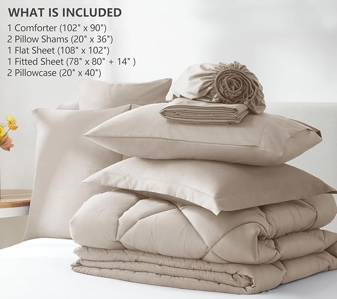 CozyLux King Size Comforter Set Linen - Image 6