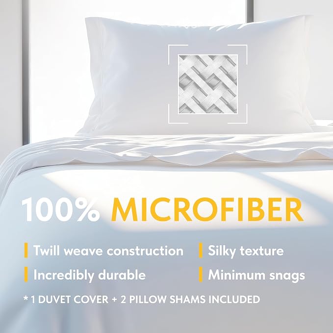 White Classic White Queen Duvet Cover Set, Microfiber Duvet Cover - Image 3