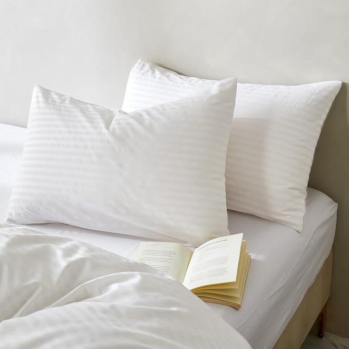 JELLYMONI 100% Natural Cotton 3pcs Striped Duvet Cover Sets, Satin Striped - Image 4