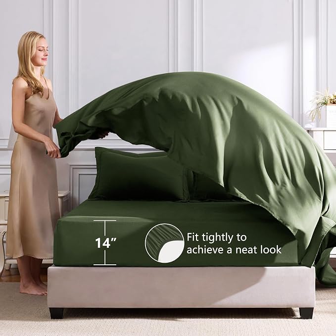 CozyLux Full Size Comforter Sets Olive Green - Image 8