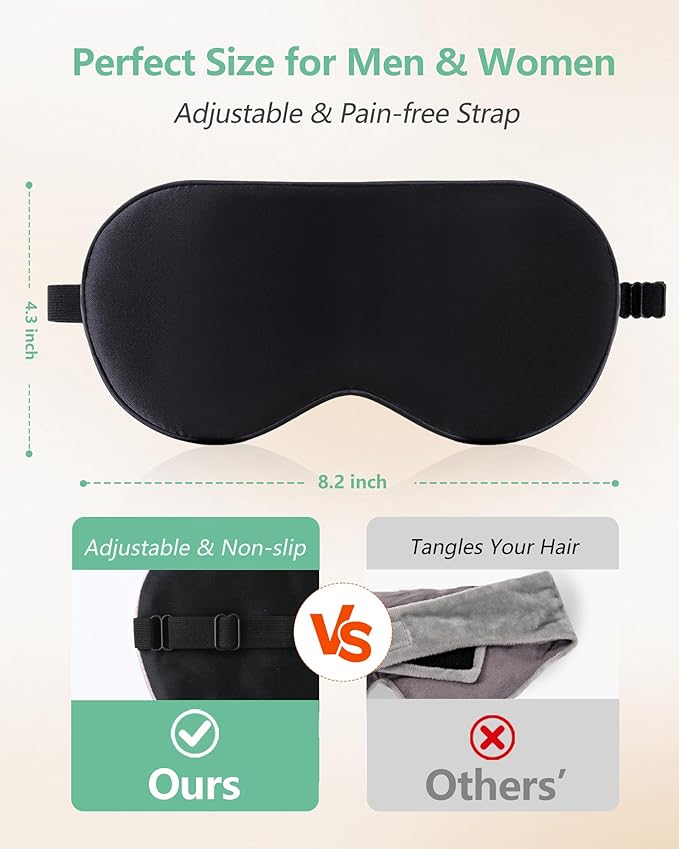 BeeVines Sleep Mask, 2 Pack 100% Real Natural Silk Eye Masks - Image 4