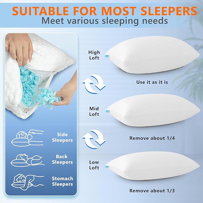 UYWO Cooling Memory Foam Pillows Firm and Soft, King Size 1 Pack, Original - Image 5