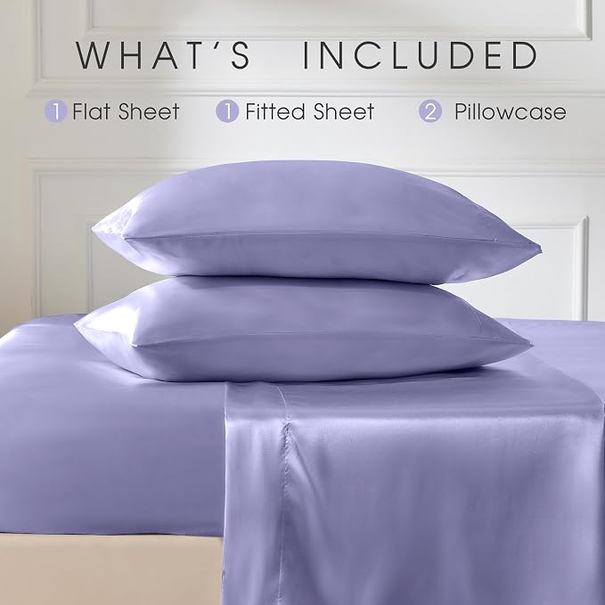 FreshCulture Satin Sheets Queen Size Bed Set- 4 Piece Luxury Soft Silky Queen - Image 3
