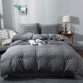 AveLom Dark Gray Duvet Cover Twin Size，2 Pieces Stripe Textured Soft Washed by AveLom