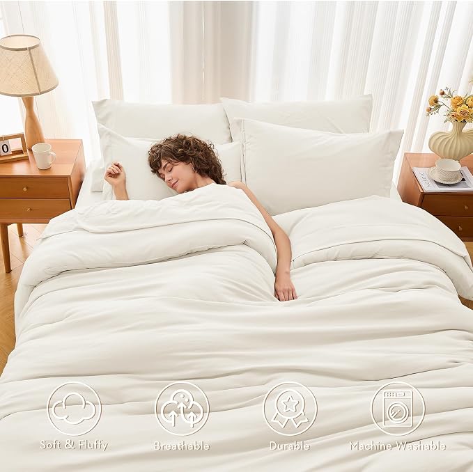 MUXHOMO 7 Pieces King Comforter Set, Soft Bed in a Bag King Size, All Season - Image 2