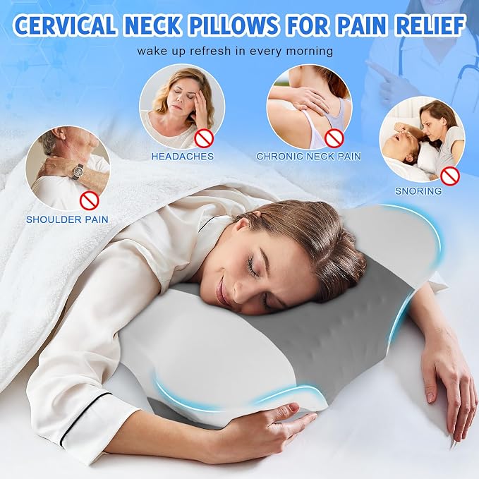 Cervical Neck Pillow for Side Sleepers – Cooling Contour Memory Foam Pillows - Image 7