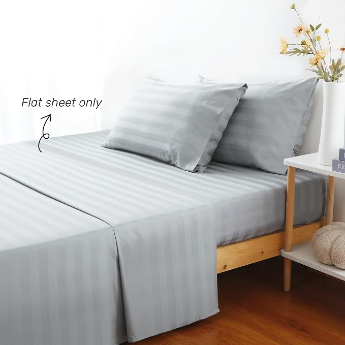 Flat Sheet Only Calking Size, 400 TC 100% Egyptian Cotton Flat Sheet Striped - Image 2