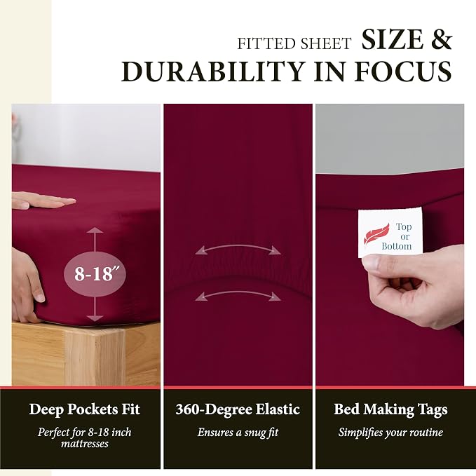 100% Egyptian Cotton Twin XL Bed Sheets Set - Image 4