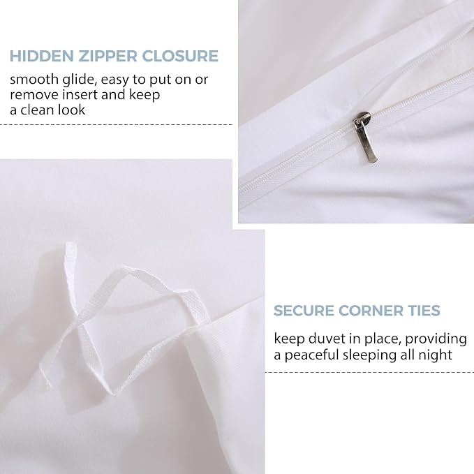JSD White Duvet Cover Set Full Size, 3 Piece Duvet Cover - Image 3