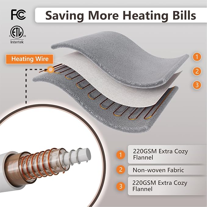 Wapaneus Heated Blanket Full 72" x 84" Electric Throw 10 Heating Levels 12 - Image 6