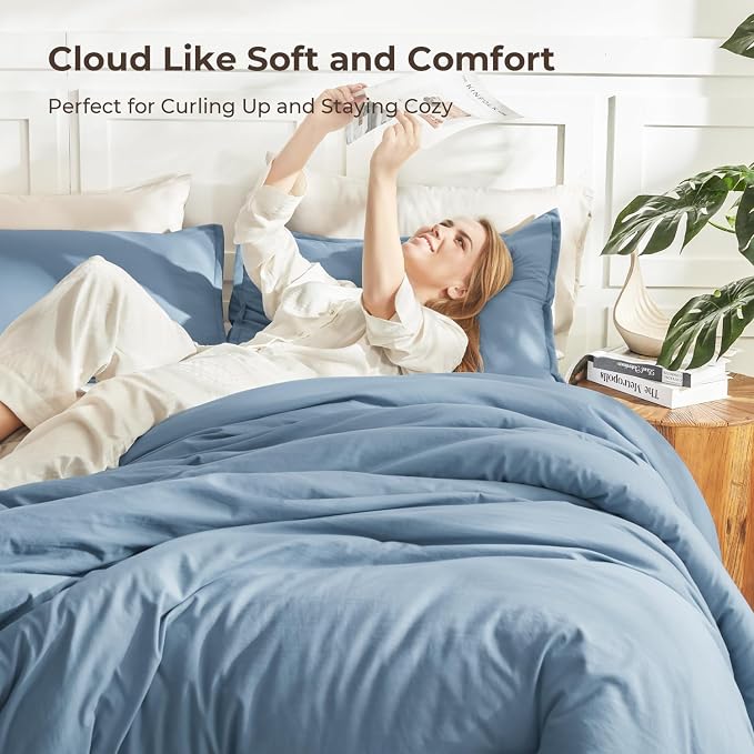 Litanika Oversized King Comforter Set Grayish Blue Super King Size, 3 Pieces - Image 2