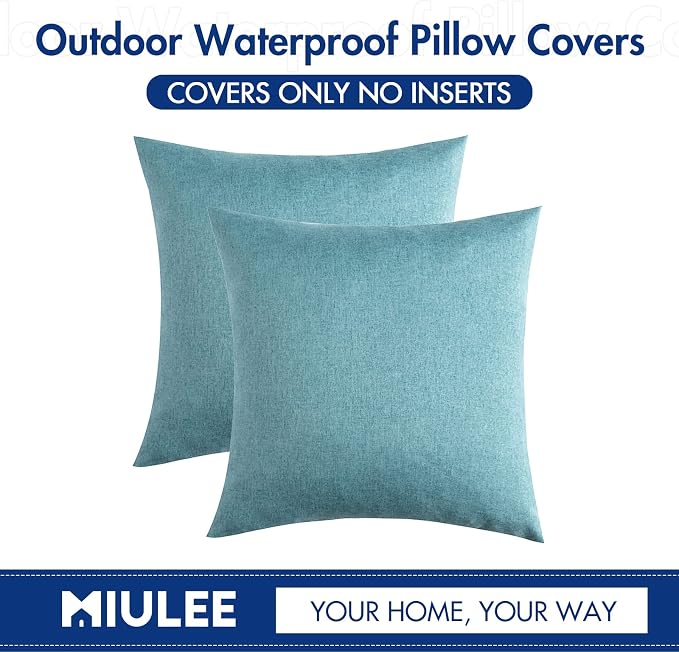 MIULEE Pack of 2 Decorative Outdoor Solid Waterproof Throw Pillow Covers Faux - Image 6