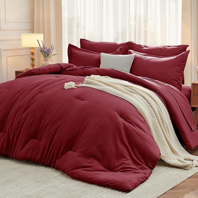 MUXHOMO 7 Pieces California King Comforter Set, Soft Bed in a Bag Cal King Size by MUXHOMO