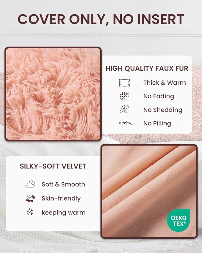 ZonLi Fuzzy Body Pillow Cover, Faux Fur Long Pillow Cover - Image 2