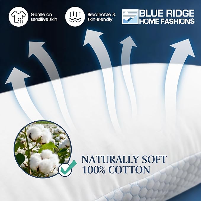 Blue Ridge Home Fashions Cooling Bed Pillows King Size Set of 2, Reversible - Image 4