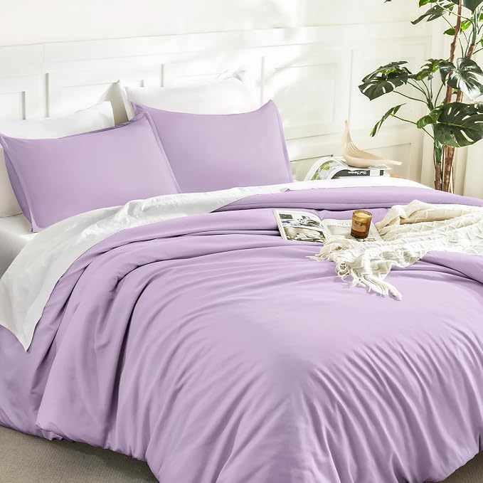 Litanika Lavender Purple Comforters Queen Size, 3 Pieces Lightweight Solid - Image 5