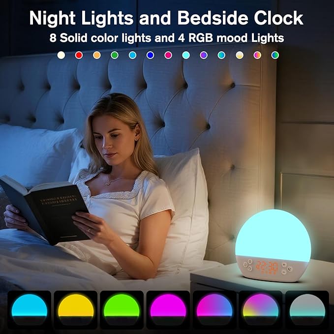 KEPLUG Wake Up Light Sunrise Alarm Clock, Digital Alarm Clocks Bedside Dimmable - Image 5