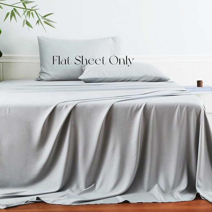 Bamboo Viscose Flat Sheets Only, 400 Thread Count Sateen Weave King Size Flat - Image 2