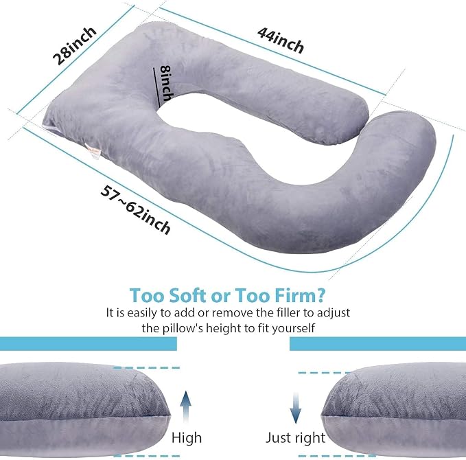 Jcickt Pregnancy Pillow J-Shaped Full Body Pillow, 59 inch - Image 6
