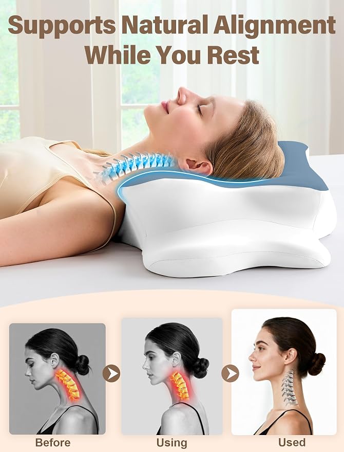 Cervical Neck Pillow for Pain Relief – Ergonomic Memory Foam Pillow for Side - Image 3