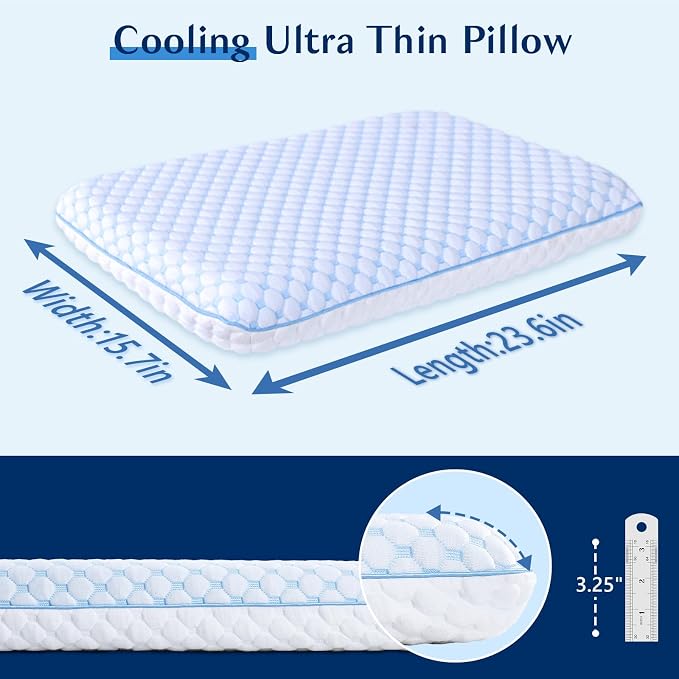 Stomach Sleeping Pillow for Shoulder and Neck Pain Relief, Thin Pillow for - Image 3