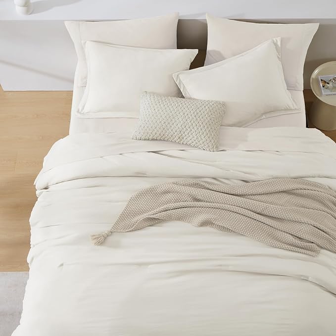 WRENSONGE Full Size Comforter Set- 7 Pieces White Bed in a Bag Full Size - Image 6