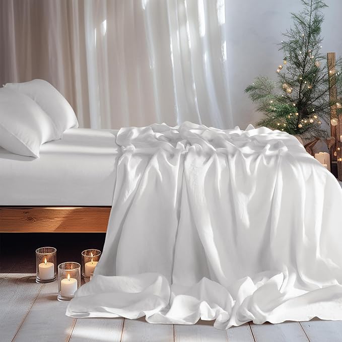 LBRO2M 100% Pure Linen Sheet Set Deep Pocket Up to 16" Bed Sheets Sets - Image 7