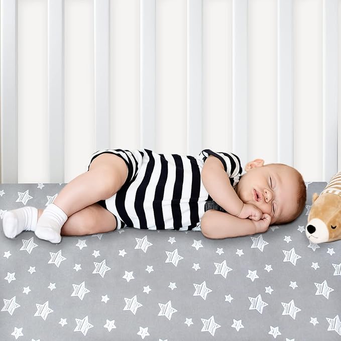 Pack and Play Sheets, 2 Pack Mini Crib Sheets, Stretchy Playard Fitted Sheet - Image 6