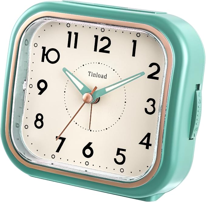 Tinload 4.3" Vintage Retro Analog Alarm Clock, Super Silent Non Ticking Clock - Image 2