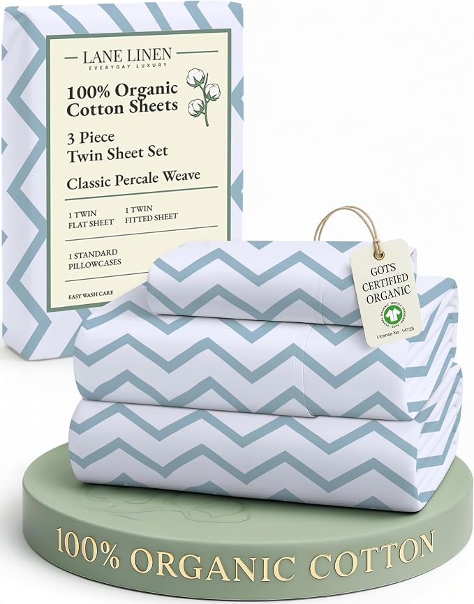 LANE LINEN 100% Organic Cotton Twin Size Bed Sheets, Fully Elasticized by LaneLinen