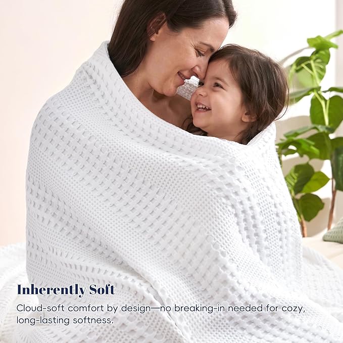 PHF Cooling Waffle Blanket Queen Size, Lightweight 60% Rayon from Bamboo & 40% - Image 6
