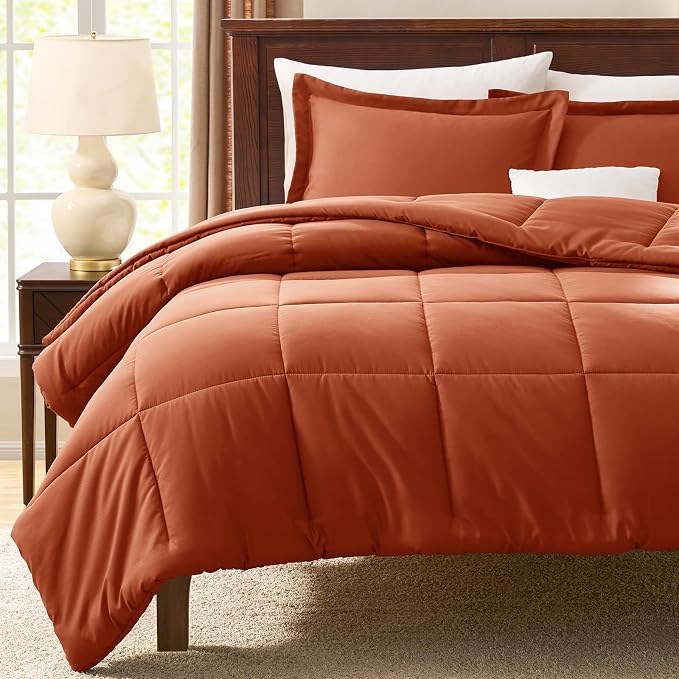 CozyLux Queen Size Comforter Sets Terracotta - Image 7
