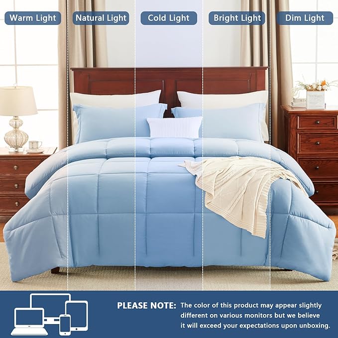 CozyLux Twin/Twin XL Comforter Set Baby Blue - Image 5