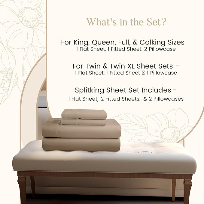 Deep Pocket Queen Sheets set, 100% Cotton Sheets Queen Size set, 800 Thread - Image 2
