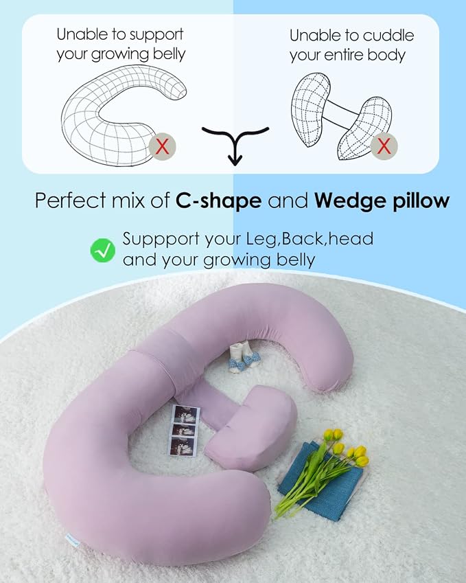 QUEEN ROSE Cooling Pregnancy Pillows, E Shaped Full Body Pillow - Image 4