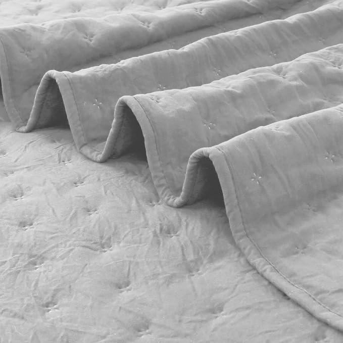 ROARINGWILD Light Grey King Size Quilt Bedding Sets - Image 5
