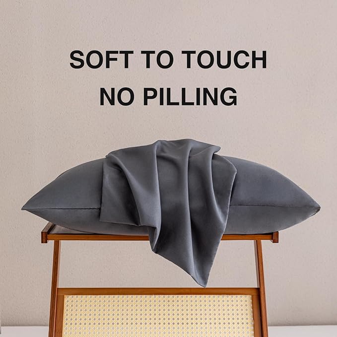 MINIPANDA Dark Gray King Size Pillow Cases Set of 4 - Image 5